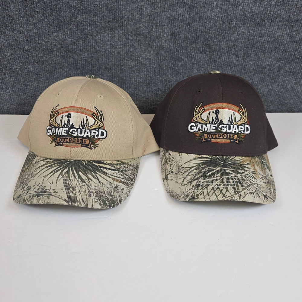 2 Game Guard Outdoors‎ Caps OSFA Tan Brown Camo Embroidered Logo Adjustable